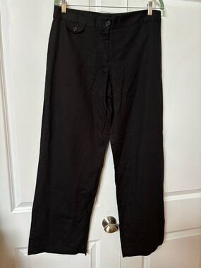 Max Studio Black Linen Blend Wide Leg Pants Womens 10 Resortwear Vacation